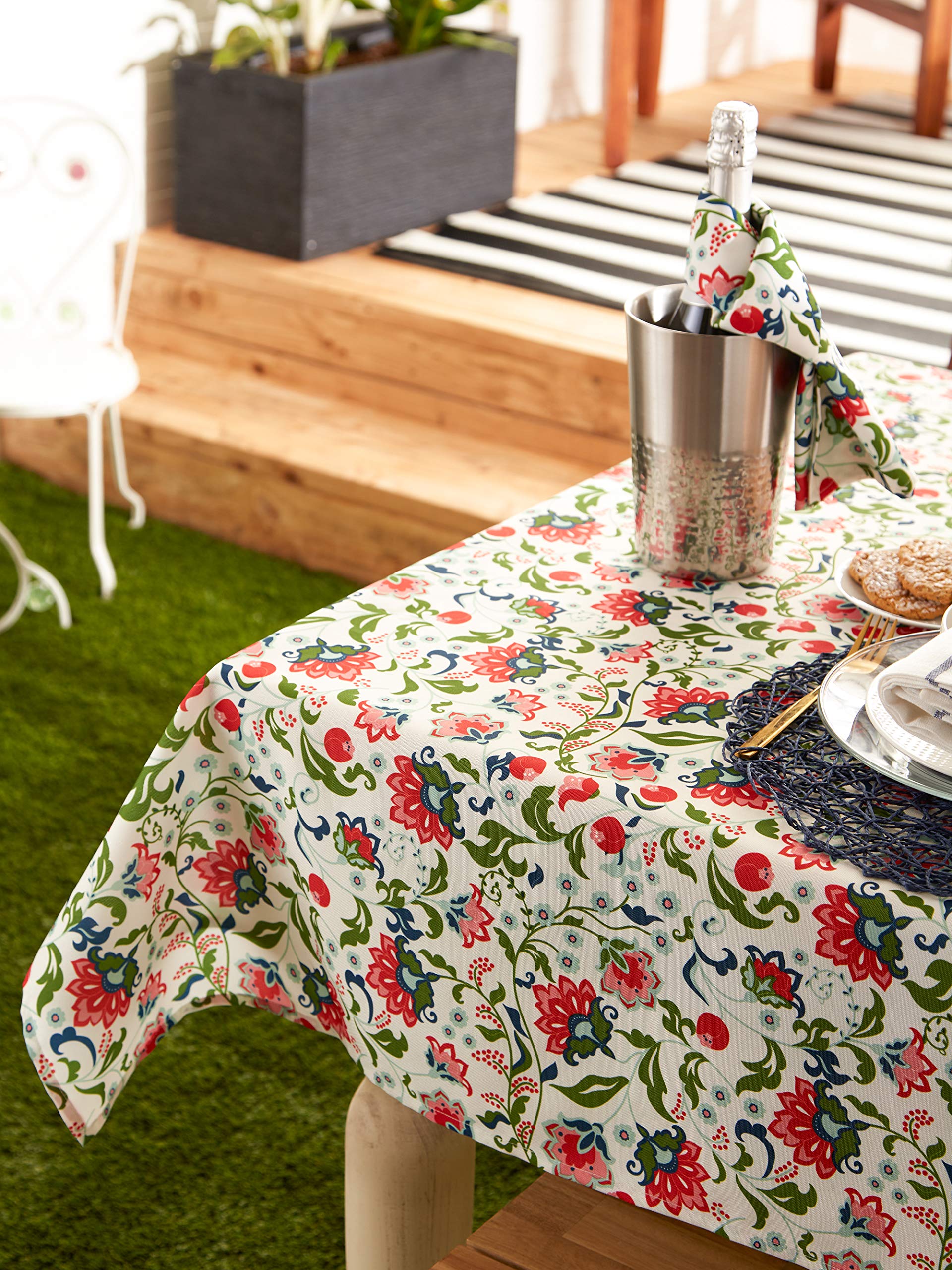 DII Outdoor Tabletop Collection, Garden Floral, Tablecloth, 60 Round